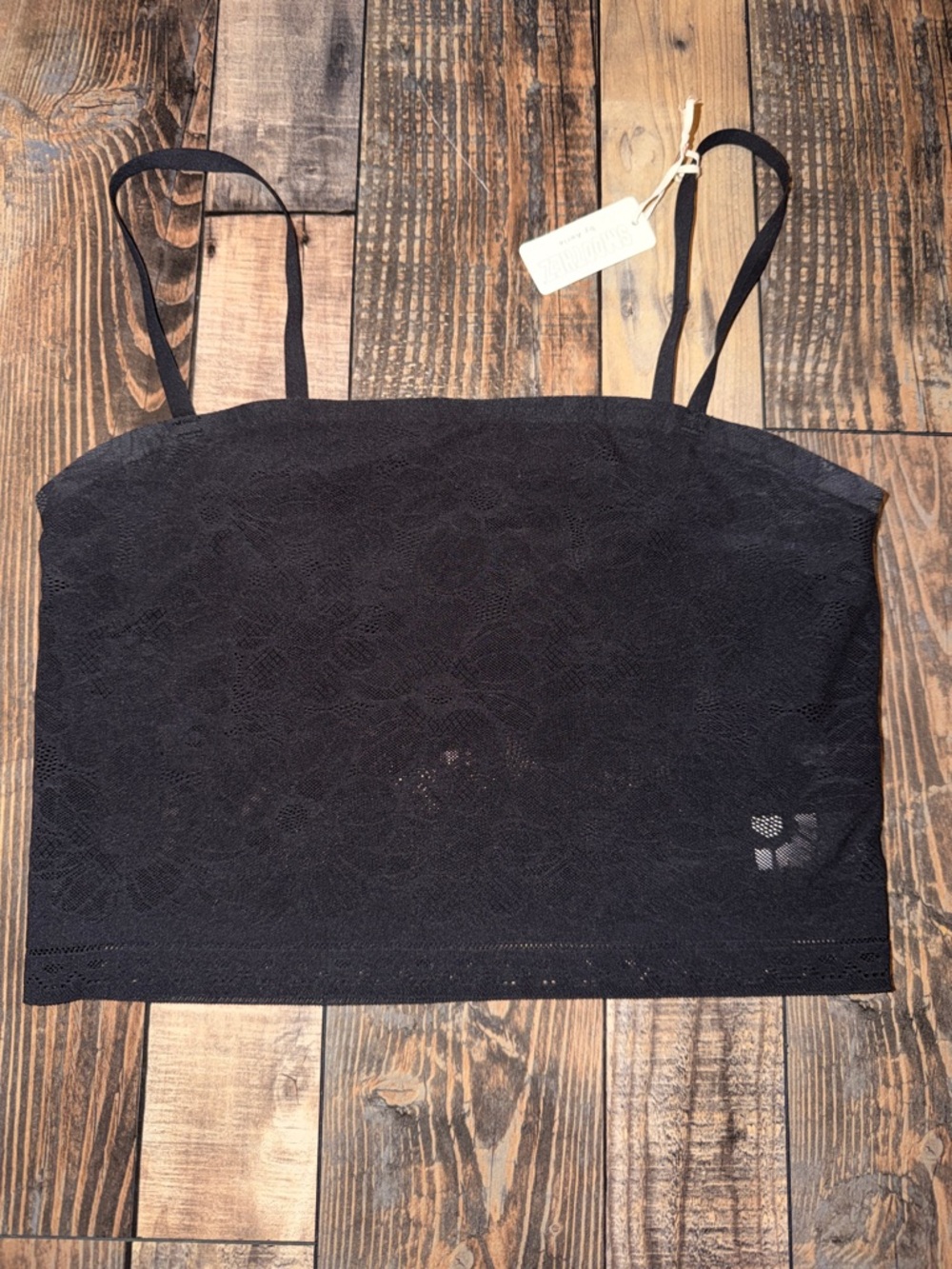 Aerie Smoothez Black Lace Cropped Cami Tank Top